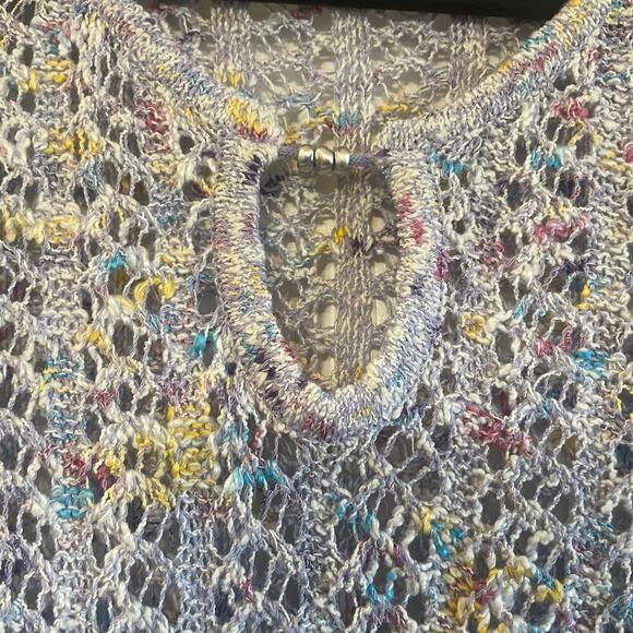 ST JOHN SPORT Multi-Season Blue Multi Open Knit Pullover Sweater PETITE - Picture 5 of 15